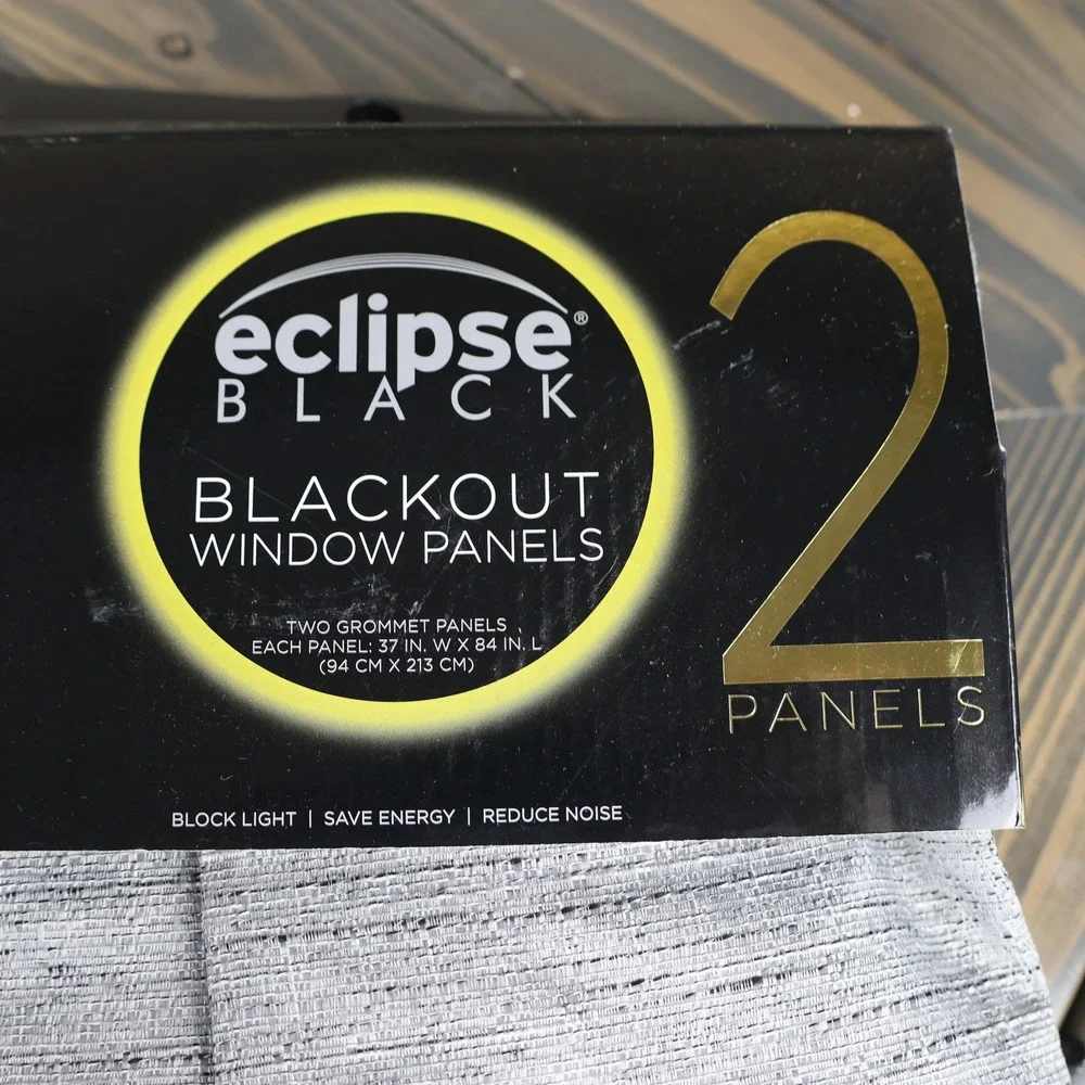 Eclipse Black Blackout Window‎ Panels Curtains 2pk Grommet 37x84 Noise Reducing